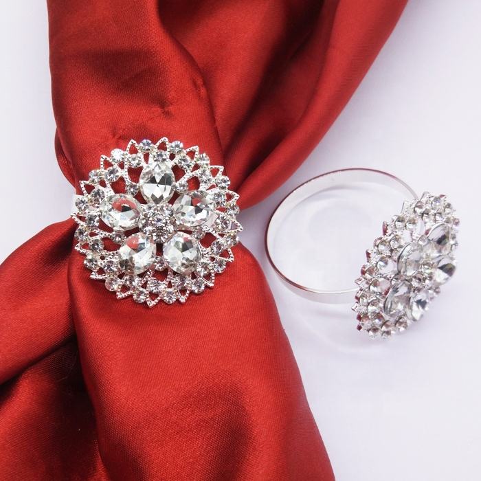 Bling Diamond Ring Napkin Rings Hand Press Glass Napkin Rings