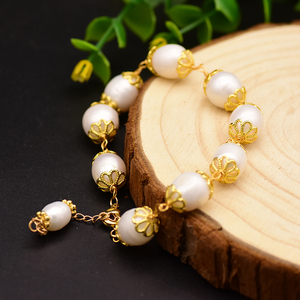 Bracelets et joncs ouverts en perles baroques naturelles plaqués or 18 carats faits à la main, <span class=keywords><strong>bracelet</strong></span> en <span class=keywords><strong>fil</strong></span> enveloppé, bijoux fins personnalisés - Product Image 5