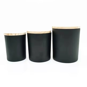 Envase Vacío para Velas de 8oz y 10oz, Frascos de Vidrio Negro Mate Esmerilado de Lujo con Tapa de Corcho de Madera de Bambú - Product Image 3