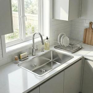 Lavello da Cucina Personalizzabile di Grandi Dimensioni, Vasca Singola, Stile Rustico, in Acciaio Inossidabile, Fatto a Mano, da Incasso - Product Image 1