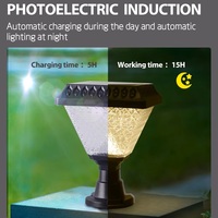 Lámpara Solar para Poste con Control Remoto a Prueba de Lluvia, RGB y 3 Colores Blancos, Sensor Automático de Anochecer y Amanecer, Lámpara Decorativa para Pilar de Valla de Villa