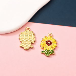 Pendentif Fleur en Émail Dur, Breloque Métallique Personnalisée pour Fabrication <span class=keywords><strong>de</strong></span> Bijoux, Rose <span class=keywords><strong>Tournesol</strong></span>, Vente en Gros, Cadeau en Vrac - Product Image 4