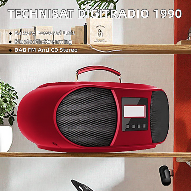 TechniSat DIGITRADIO 1990 Stereo DAB+/FM Radio CD Player ( Streaming LCD Display Headphone Jack Battery Powered 5W