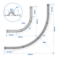 Rouleau courbé standard R800 R340 à gorge en U pour rail coulissant, roue métallique courbe avec pièces pour portail coulissant