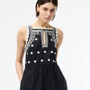 เดรสยาวทรงแม็กซี่ผ้าฝ้ายสีดำสไตล์เม็กซิกันปักลายซูซานีแบบโบโฮสุดเซ็กซี่สำหรับผู้หญิงฤดูร้อนปี 2025 ขายส่ง - Product Image 1