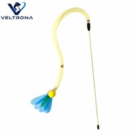 Baguette de chaton interactive en filet élastique jaune avec pompon, feuille, gland et clochette, 100g