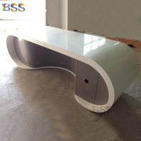 Table de PDG de bureau Design Table de patron officielle en pierre acrylique grise Table de bureau de couleur grise blanche incurvée