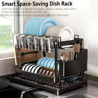 Égouttoir à vaisselle double couche avec drainage automatique, étagère de rangement de cuisine, égouttoir à vaisselle pour comptoir