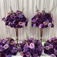 Boule de fleurs en soie artisanale IFG, moderne, diamètre 45 cm, violet foncé, pour centre de table de mariage