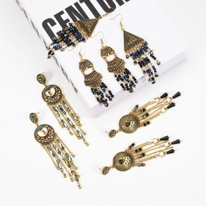 Bohemian Owl Triangular Pattern <b>Crystal</b> Rhinestone Chandelier Earrings Women's Party Fashion Dangle Earrings - Product Image 3