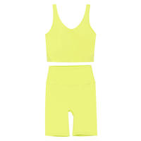 Nouveau soutien-gorge de sport actif en forme de U pour femmes, léger, respirant, uni, taille haute, ensemble de fitness, haut de yoga, short de cyclisme, grande taille