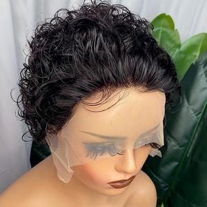 Perruques Courtes en Cheveux Humains Vierges Effet Vague d'Eau, Coupe <span class=keywords><strong>Pixie</strong></span> Noire, Perruques Courtes pour Femmes, Perruque Bob Courte en Dentelle - Product Image 6