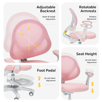 Chaise d'étude pour enfants en maille premium, réglable en hauteur, avec roulettes à verrouillage par gravité, pour une chambre d'enfant confortable, idéale pour les filles et les garçons