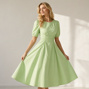 Robe longue décontractée pour femme, 100 % coton, sans manches, froncée, coupe trapèze, imprimé numérique, style campagnard français vintage - Product Image 5