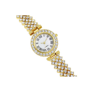 Montre à quartz élégante pour femme avec cadran romain et incrustation de diamants, bracelet tendance pour les trajets quotidiens - Product Image 4