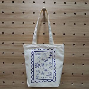 Promotional Gift Custom Stamp Print <b>Canvas</b> <b>Tote</b> Bag Drawstring Pouch Set Travel Souvenir - Product Image 2