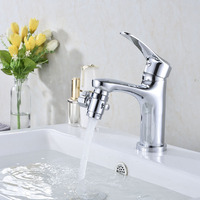 Robinet de salle de bain en cuivre Hongdec à double fonction avec aérateur, design moderne, rotation à 360 degrés, économiseur d'eau, pulvérisateur à bulles pressurisé