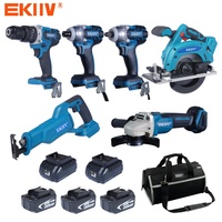 EKIIV Kit combiné matériel électrique perceuse sans fil ensemble autre clé à main Coffret à outils kit d'outils Ensembles d'outils