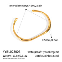 Bracelet manchette chic en acier inoxydable plaqué or 18 carats, style minimaliste, irrégulier et ouvert, pour femme, usage quotidien