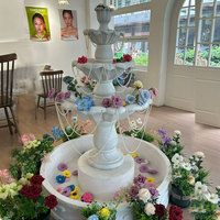 Fuente de Agua Decorativa de Fibra de Vidrio para Interiores con Luces LED, Fuente de Resina con Efecto de Cascada