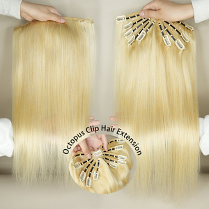 ต่อผมแบบคลิปหนีบติดเร็ว ยี่ห้อ Octopus Clip, <span class=keywords><strong>ผม</strong></span>แท้ 100% แบบมองไม่เห็น ต่อผมแบบชิ้นเดียว ขายส่งสำหรับร้านขายอุปกรณ์เสริมสวย - Product Image 2