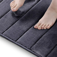 Tapis de bain à rayures unies antidérapant, absorbant, résistant aux taches, en polaire corail douce, tapis de salle de bain, paillasson d'entrée, tapis de cuisine, tapis de sol