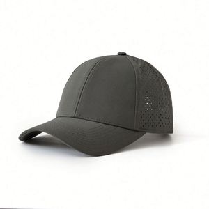 Gorra de béisbol de malla con 6 paneles y orificios cortados a láser, con logotipo bordado personalizado, de nailon, con cierre snapback para hombres y mujeres, para deportes al aire libre. - Product Image 4