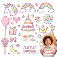 Spanduk Selamat Ulang Tahun Anak Laki-laki Perempuan, Latar Belakang Pesta Warna-warni, Perlengkapan Photo Booth, Perlengkapan Bertema Ulang Tahun Anak dari PVC untuk Photo Booth