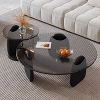 Table basse en verre moderne de luxe léger avec structure en bois, design minimaliste créatif, mobilier de salon léger