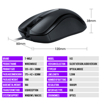 T-WOLF V12 Mouse Kantor Berkabel Mouse USB 3D Mouse Komputer Bisnis Klasik Mouse Ergonomis Optik untuk Komputer Laptop Desktop