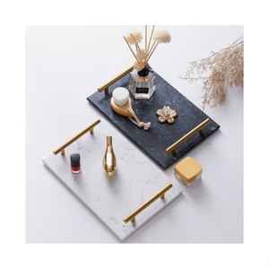 Customized Size Marble Serving <b>Tray</b> with Handle for Bathroom Decoration Jewellery Display and Serving Rectangle <b>Tray</b> - Product Image 1