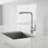 Nouveau Robinet de Cuisine Mural Monocommande en Acier Inoxydable 304 Brossé Chromé avec Mitigeur et Douchette Extensible