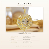 LUOYUNE Collier pendentif en laiton plaqué or 18 carats style streetwear Iced Out, motif Lion Panthère Hip Hop avec breloque en zircon CZ, pour la vente en gros et OEM