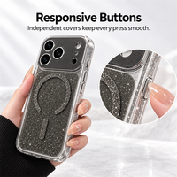 Coque de téléphone magnétique à paillettes C0559 pour iPhone 16 15 14 13 12 11 18 Pro Max 17 Air avec protection des coins