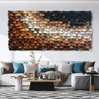 Peinture décorative en mosaïque de bois massif, décoration murale de luxe légère, art mural tridimensionnel fait à la main, décoration murale en bois
