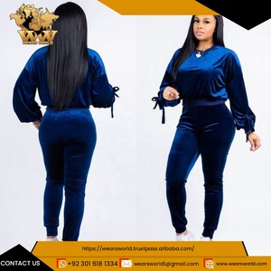 Custom Logo Women Autumn Long Sleeve Crew Neck <b>Crop</b> <b>Top</b> And Causal Trousers Set Fashion Latest Design Tracksuit - Product Image 4