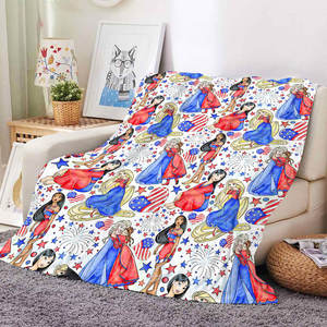 Manta de Felpa con Estampado Personalizado de Alta Calidad del 4 de Julio, Bandera Americana de Dibujos Animados, Regalos para el Día de la Independencia - Product Image 5