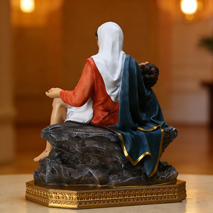 Statuette religieuse chrétienne de la Vierge Marie tenant Jésus, en résine peinte à la main, style classique haut de gamme, cadeau d'affaires, ornements de classe supérieure - Product Image 3