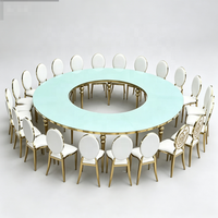 Ensemble de table et de chaises rondes en acier inoxydable doré pour mariage, salle de banquet, mobilier de salle à manger