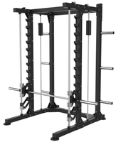 Rack de musculation robuste, cage à squats, hauteur réglable, crochets en J, bras de sécurité, rangement pour plaques de poids, équipement de gym