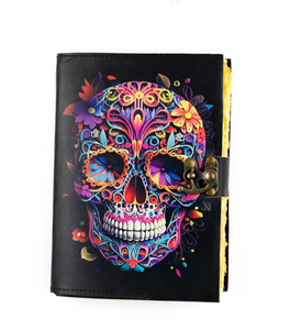 Diario de Cuero con Estampado de Calavera, Libro de Sombra, Grimorio, Cuaderno Gótico, Cuaderno de Bocetos Vintage, Diario de Escritura, Estilo Hecho a Mano, Regalo - Product Image 1