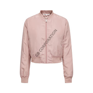 Blouson bombardier zippé léger pour femmes à la mode manteau d'hiver décontracté avec poches vêtements d'extérieur tissés respirants décorés de chaînes - Product Image 1