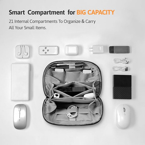Étui organisateur électronique pour câbles et accessoires, sac de rangement de voyage en nylon durable avec plusieurs compartiments - Product Image 4