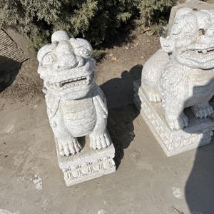 庭屋外手彫り天然石フー犬動物彫刻大理石ライオン像 - Product Image 2