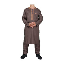 Qamis décontracté islamique en polyester à manches longues pour homme, style africain, pour l'Aïd