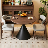 Ensemble de table à manger extensible en bois massif, table convertible ronde et rectangulaire avec structure en bois massif pour petite famille