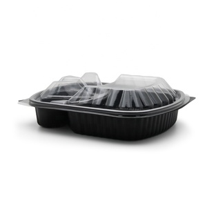 Three-Grid Conjoined Plastic Blister Packaging Disposable Rectangular <strong>Lunch</strong> <strong>Box</strong> for Salad Spaghetti Rice Fruit Take-out Tray - Product Image 1