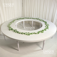 Großhandel Weiß Acryl platte Edelstahl Gold Gebogene Hochzeit Serpentine Tisch Luxus Doppel verwendungen Alle Weiß Runder Tisch