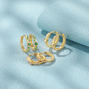 Aretes de Aro CANNER de Plata de Ley S925 con Circonitas de Colores, Diseño Simple y Personalizado, 9mm, Joyería Creativa para Mujer - Product Image 1
