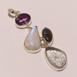 Bijoux de mariage en argent Sterling 925, pendentif en pierres multiples à la mode, nouvelle collection - Product Image 1